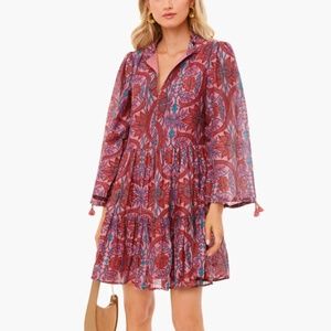 Oliphant Long Sleeve Dress in Red and Blue